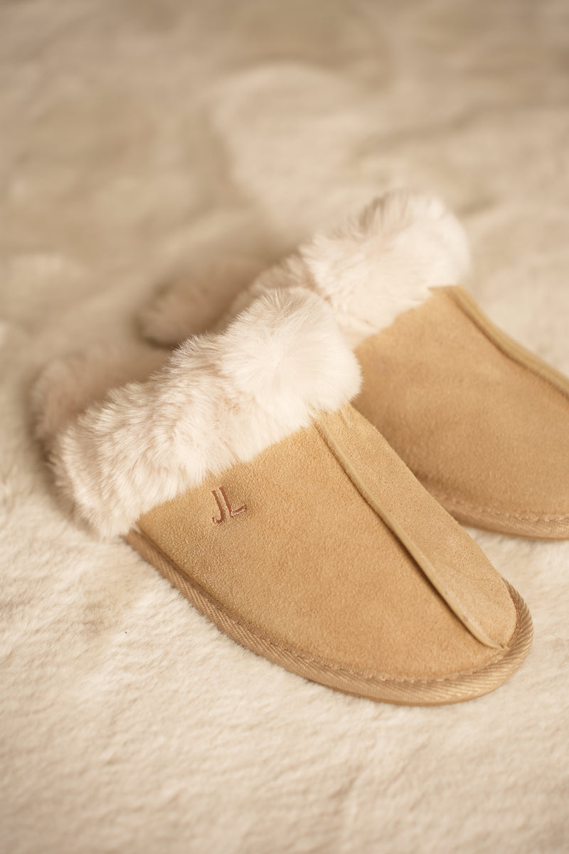 Pantoufle en Suède Beige
