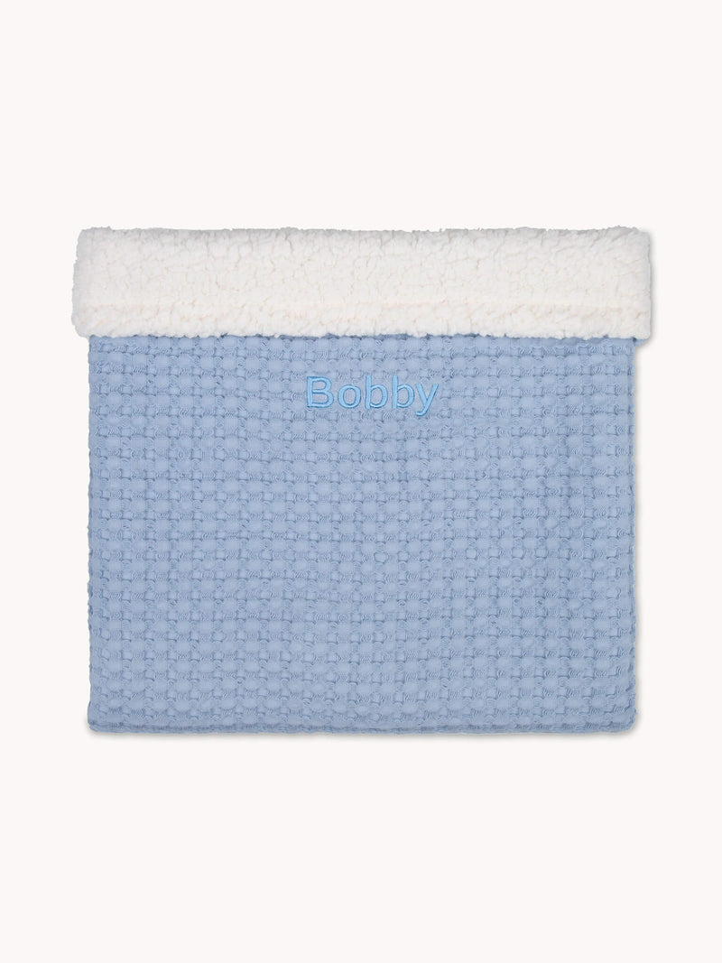 Waffel Teddy-Decke Babyblau