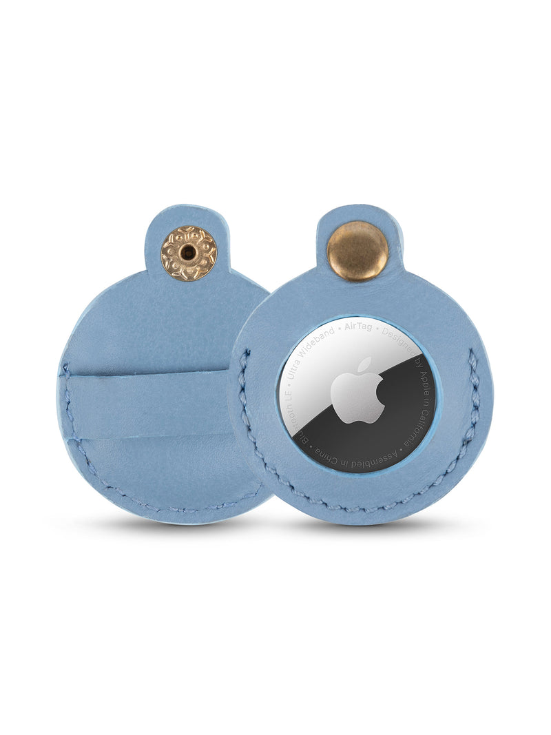 Étui AirTag en cuir bleu