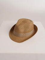 Chapeau de Paille Deluxe Enfants Brun Avec Lanière Beige