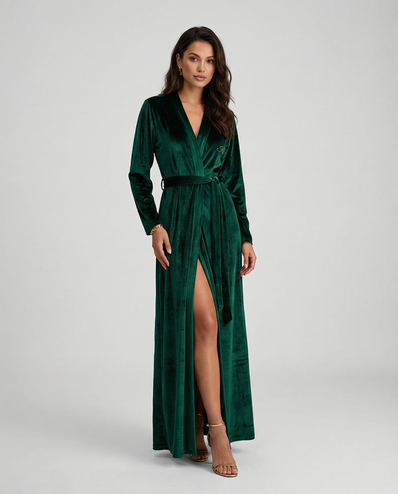 Kimono En Velours Vert Émeraude