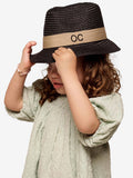 Straw Hat Deluxe Kids Black With Beige Strap