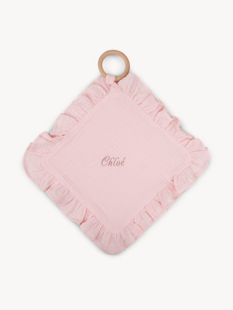 Attache tétine Hydrophile à volants Rose Clair
