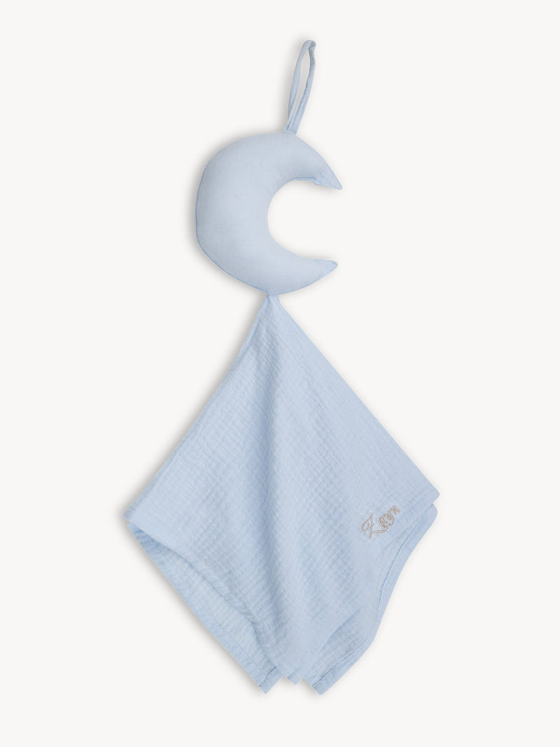 Musselin-Schnullertuch Mond Babyblau