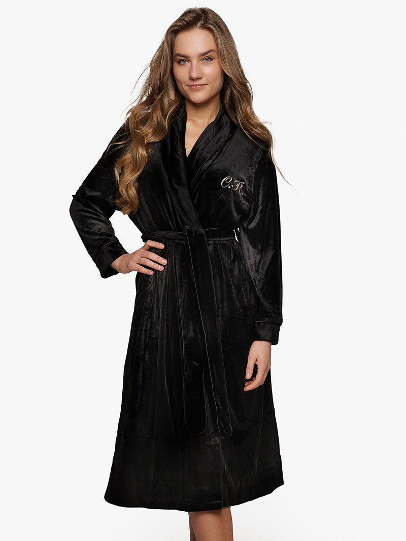 Kimono Samt Schwarz