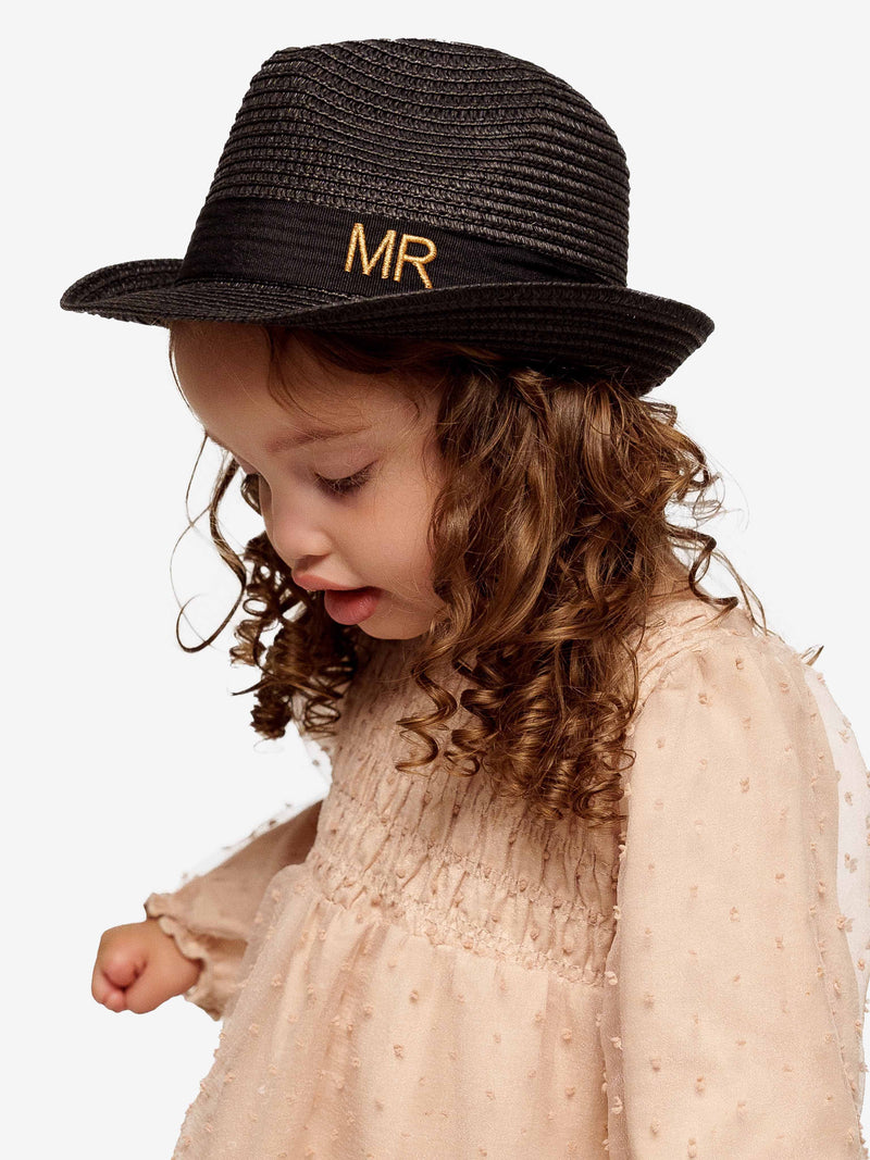Strohoed Deluxe Kids Zwart Met Zwarte Band